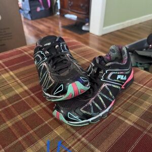 Fila Black Sneakers with Pink and Blue Highlights